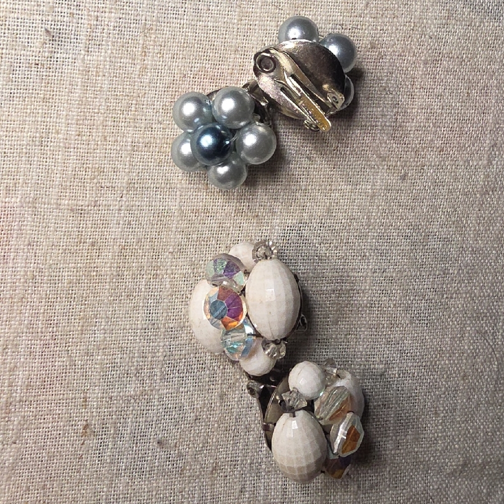 Elegant Silver and White Clip-On Earrings